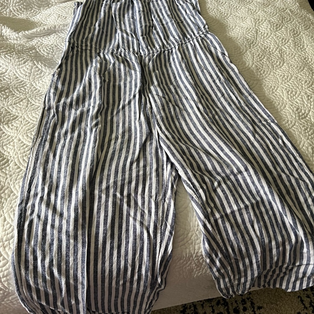 Striped Wide-Leg Pant Romper